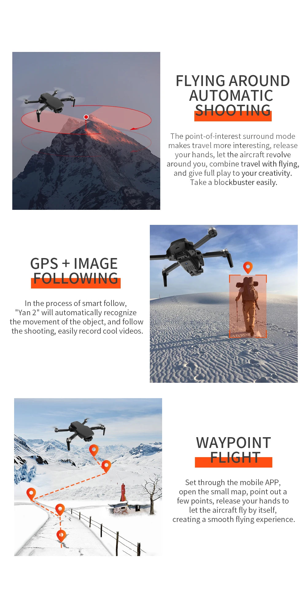 G108 Pro MAx Drone, "yan 2" is a point-of-interest app that allows you to follow