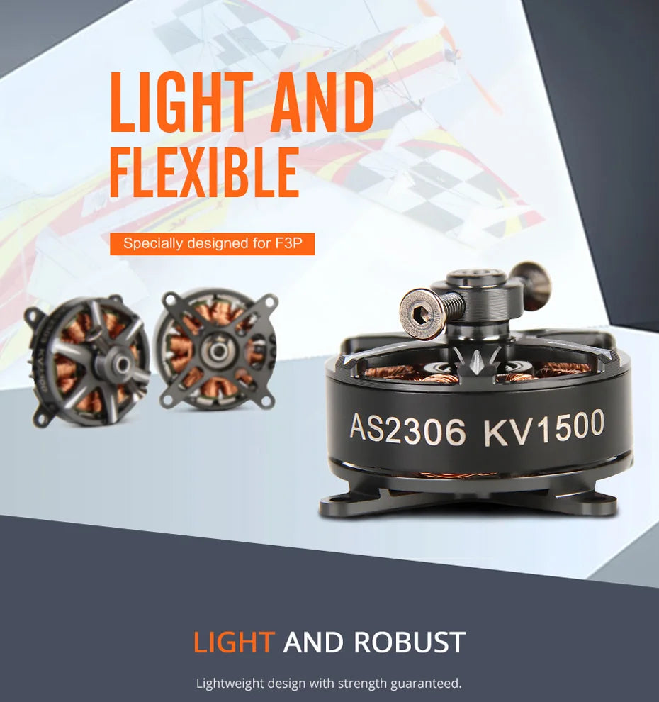 T-motor AS2306 Brushless Motor - KV1500 KV1900 KV2300 2-3S For F3P 3D 4D Indoor Planes 6 T-motor, KV15OO Specially designed for F3P AS2306 LIGHT AND ROB