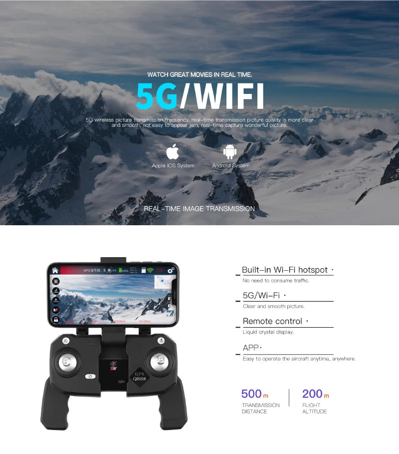 XK Q868 Drone, real-tima transmission picture quality is more . built-in wi-fi hot