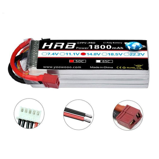 HRB Lipo 4S Battery 14.8V 1800mah - 50C XT60 For Fishing Bait Boats Buggy Cars Airplane Hobby RC Parts T EC5 XT90 Deans Female
