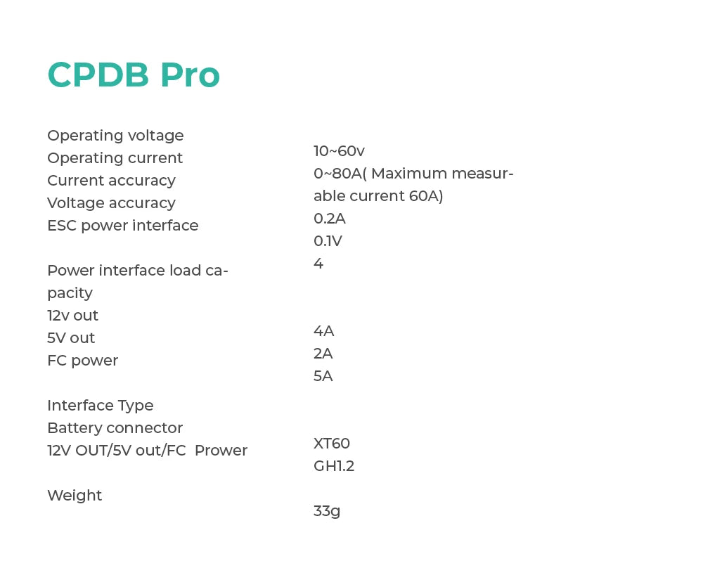 CUAV CAN PDB CPDB PRO High Voltage Divider Pixhawk Pixhack Flight Controller For RC Drone Helicopter Multi-rotor UAVs 10 CPDB Pro Operating voltage 1O60v Operating current Current O8OA(