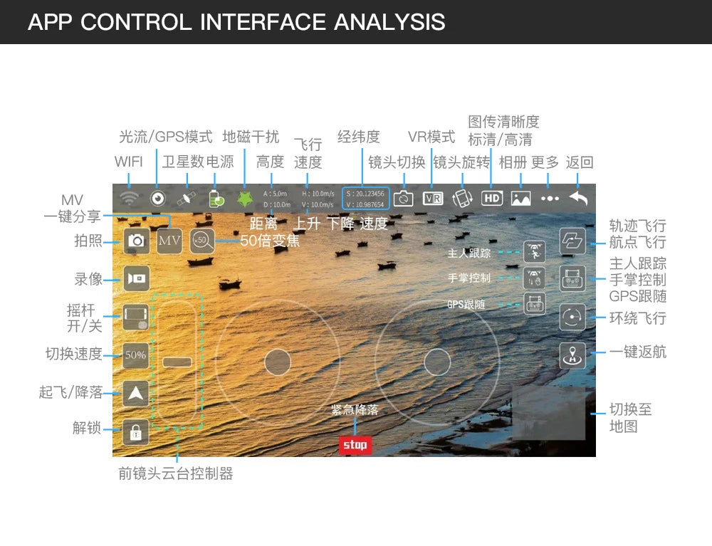 G108 Pro MAx Drone, APP CONTROL INTERFACE ANALYSIS EV FI6E