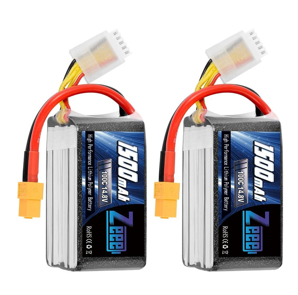 2 unidades Zeee 4S 14.8V 1500mAh Batería - Batería Lipo 100C con conector XT60 Batería Lipo Softcase para RC Coche Camión Avión FPV Drone Batería