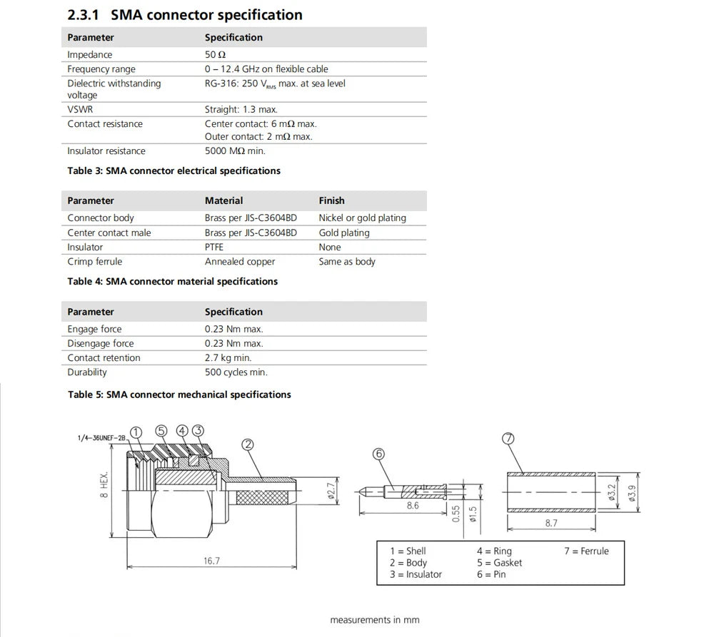 CUAV U-blox ANN-MS Single Frequency C-RTK Lengthened Extension Antenna RC Multi-axis Drone Flight Control Combo 11 RG-316: 250 Vaus max at sea level voltage VSWR Straight: 3