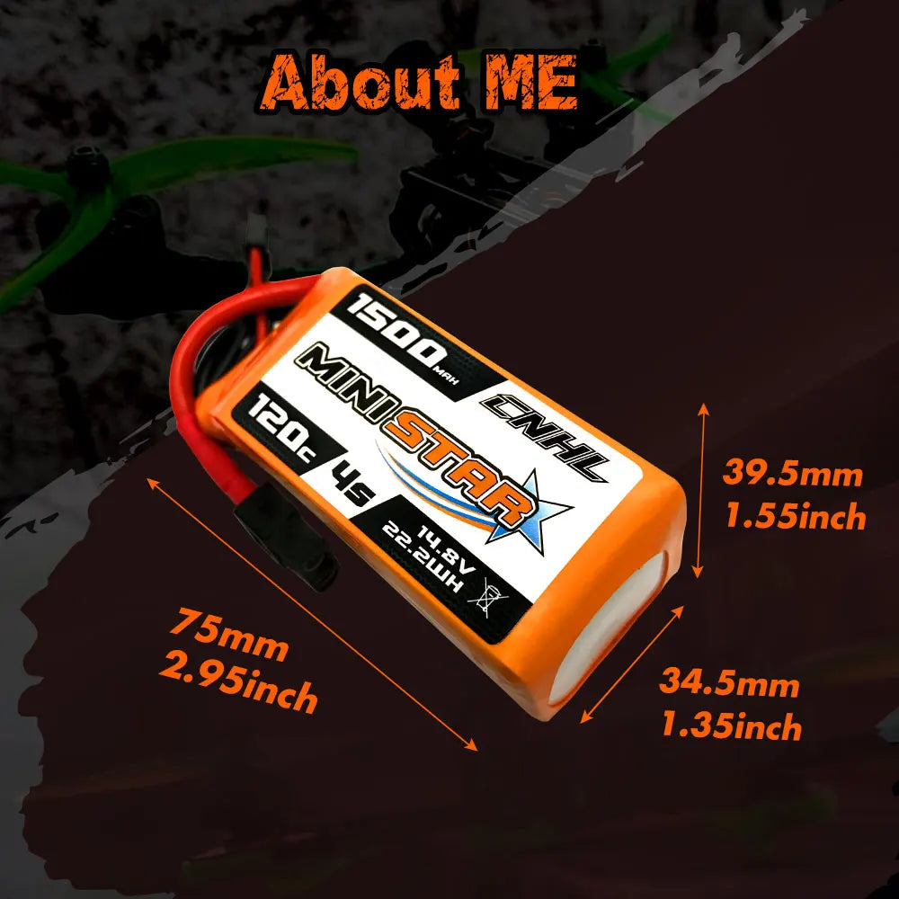 CNHL RC 2S 4S 5S 6S Lipo Battery for FPV Drone, ME 39.Smm 1.55inch 3 34.5mm 1.35inch TS0D