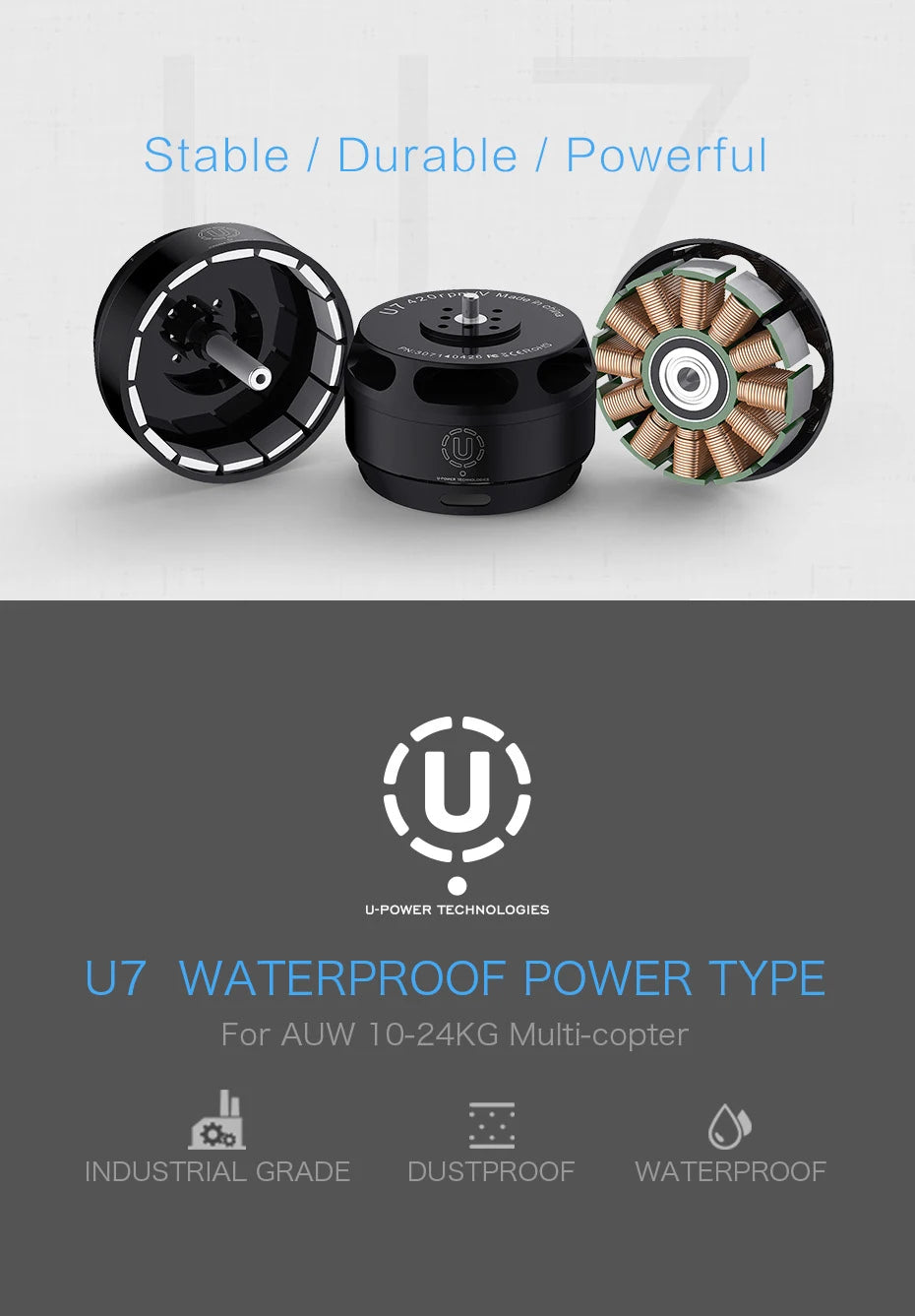 T-MOTOR, Stable Durable Powerful U-POWER TECHNOLOGIES U7 WA