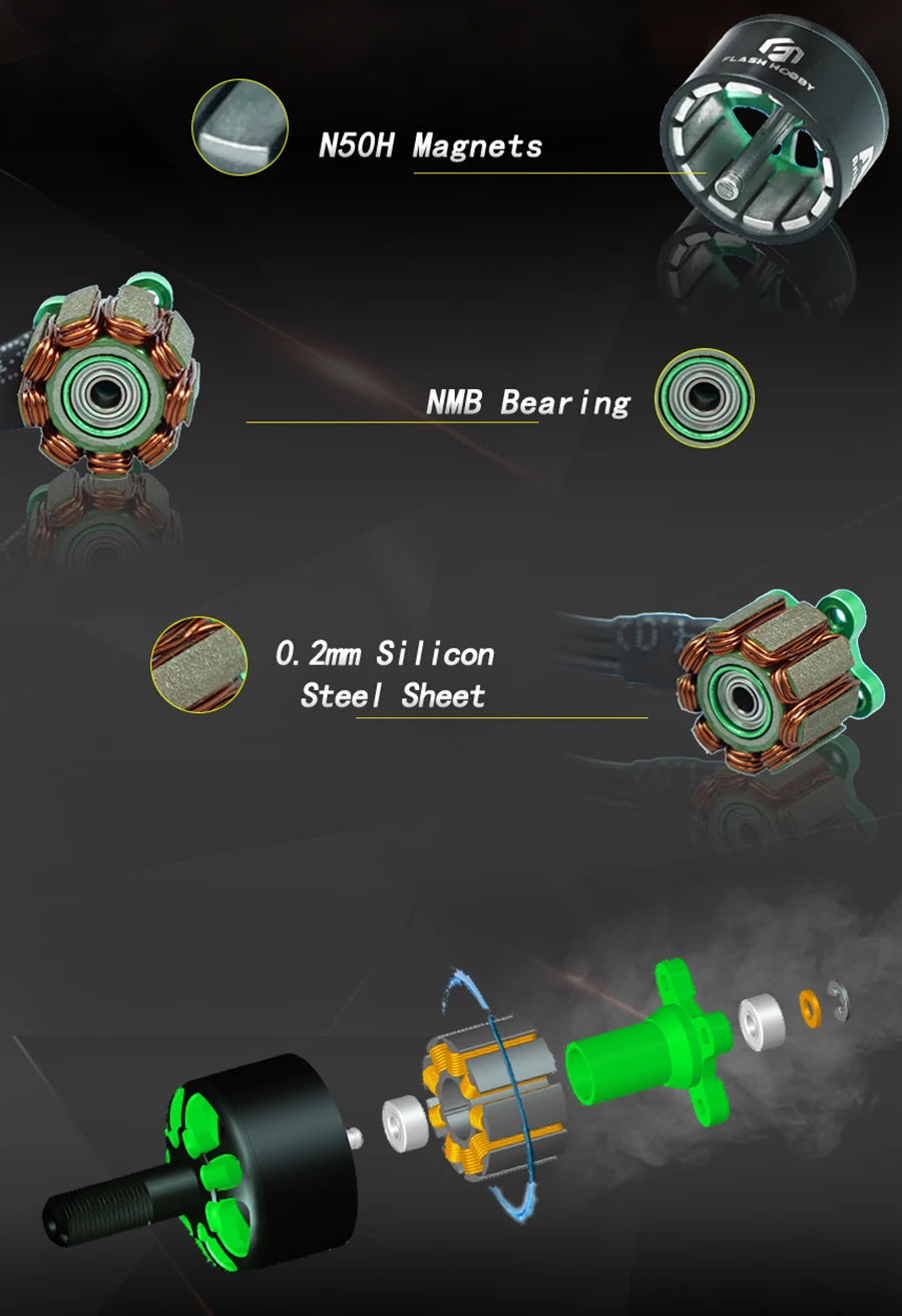 Flashhobby Arthur Series A1408 1408 2800KV 2-6S / 3650KV 2-4S w/ 5mm Shaft Brushless Motor for RC Drone Multirotor Parts 12 A1408 aluminum brushless motor size: 18.6 x 17.2mm