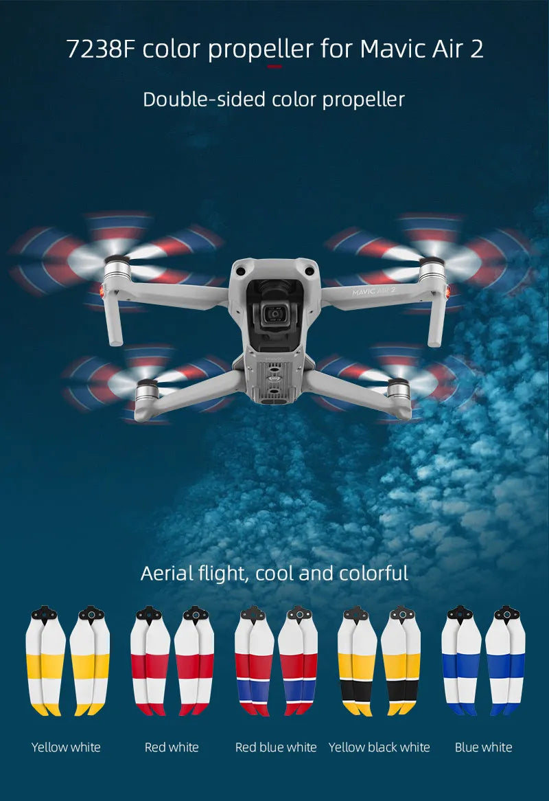 Low Noise 7238 Propeller, 7238F color propeller for Mavic Air 2 Double-sided color propeller e