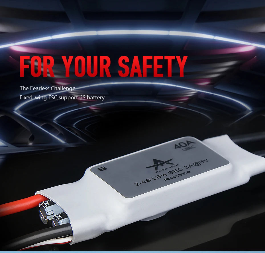 FOR YOUR SAFETY The Fearless Challenge Fixed ESC,support 6S battery 2 L