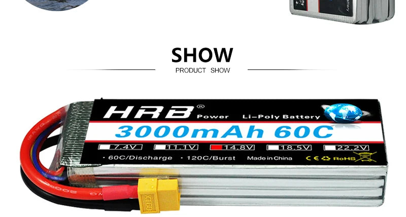 2PCS HRB Lipo Battery, SHOW PRODUCT SHOW HRZ Powe Licpoiv Bro 30