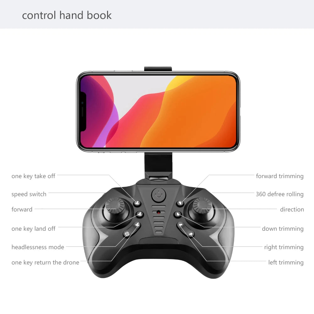 XKJ Mini Drone 4K 1080P 480P Camera RC Foldable Quadcopter WiFi Fpv Air Pressure Altitude Hold Black And Gray Dron Toy For Kids 53 XKJ Mini Drone, control hand book one key take off forward trimming speed switch 6 360 de