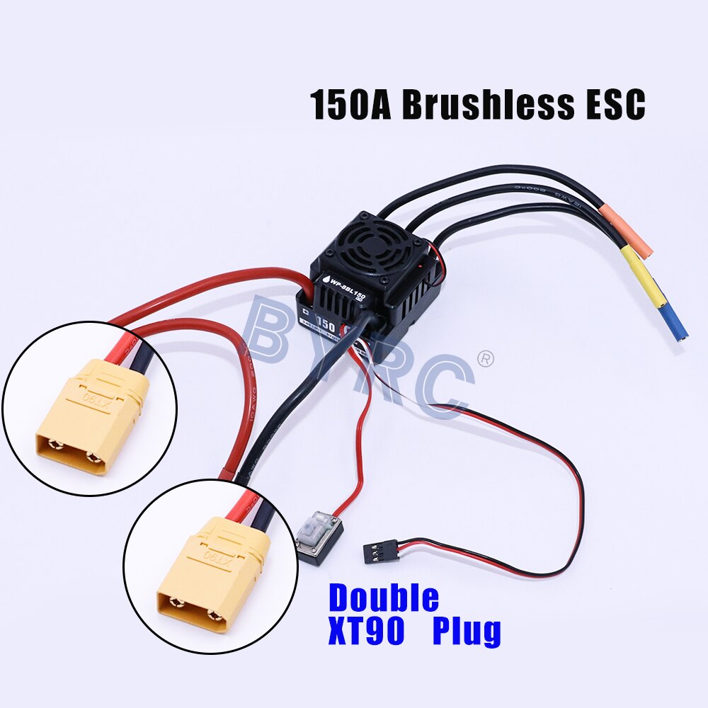 HOBBYWING waterproof 150A WP-8BL 150 RTR Brushless Sensorless ESC, 150A Brushless ESC 3 Double Xt9O Plug 7