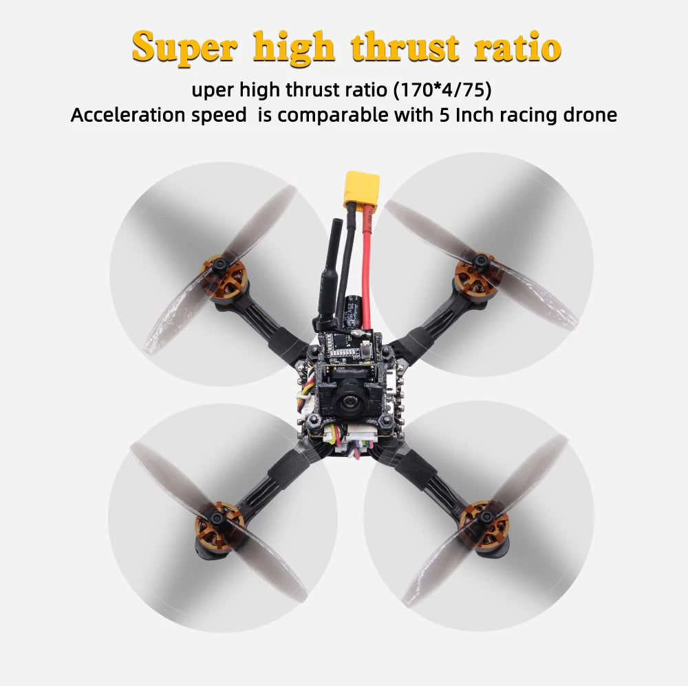 TCMMRC Racing Bee, Drones with super high thrust ratio have a similar acceleration speed to 5 Inch racing