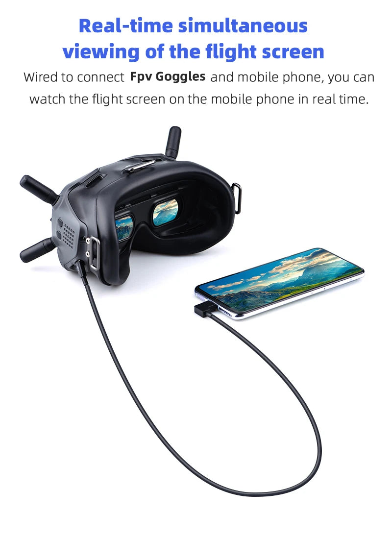 1m Data Cable for DJI FPV Goggles V2, real-time simultaneous viewing of the flight screen Wired to connect Fpv Goggles
