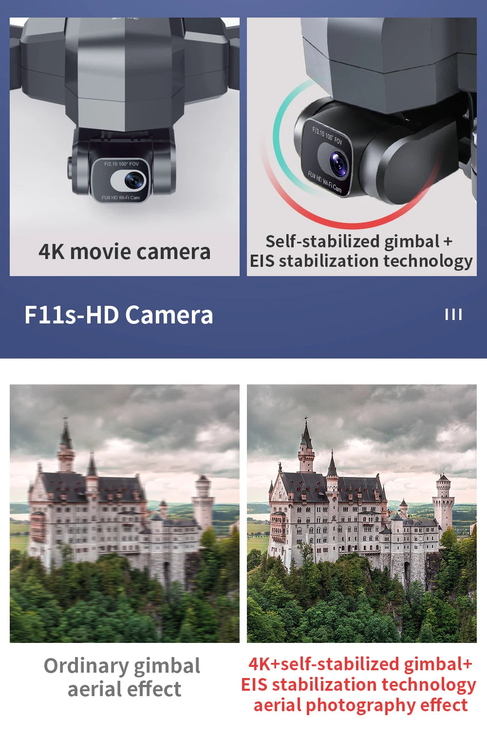 F11S PRO Drone - Supports 64G TF Card Professional 4K HD Camera Gimbal Brushless 5G Wifi Gps System Rc Distance 3Km RC Drones Toys Professional Camera Drone 27 F11S PRO Drone, FE2,18 1Cd"Fov FUII hD WL