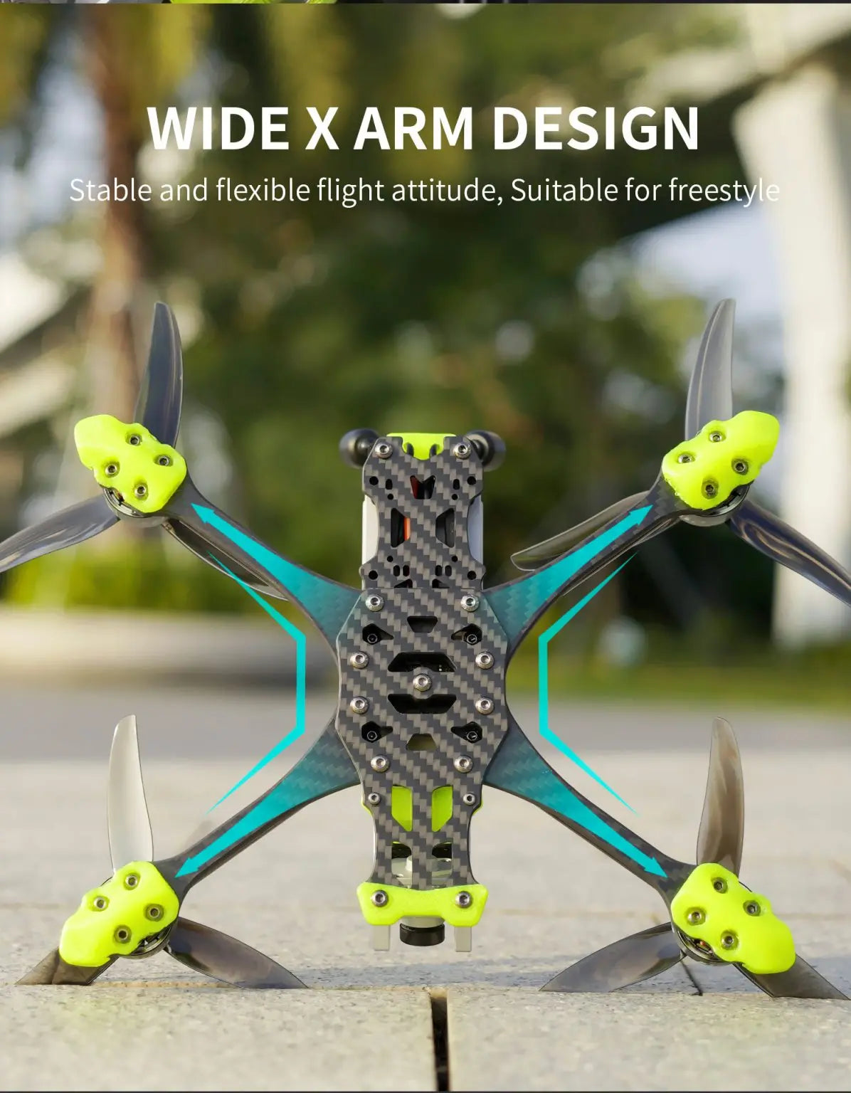 GEPRC MARK5 FPV Drone, WIDE XARM DESIGN Stable and flexible flight attitude; Suitable for free
