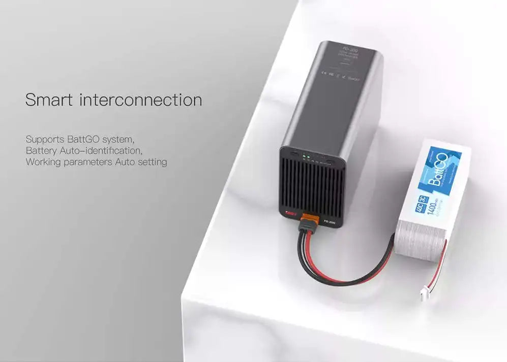 ISDT FD-200 Smart Control Discharger, Smart interconnection Supports BattGO system, Battery Auto-identification; Working parameters Auto