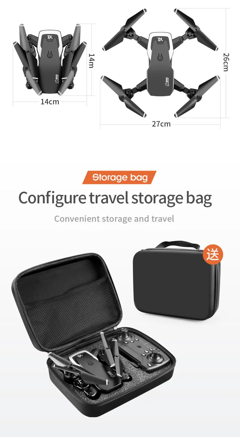 S60 Drone, 5 3 8 14cm 27cm storage bag configure travel storage