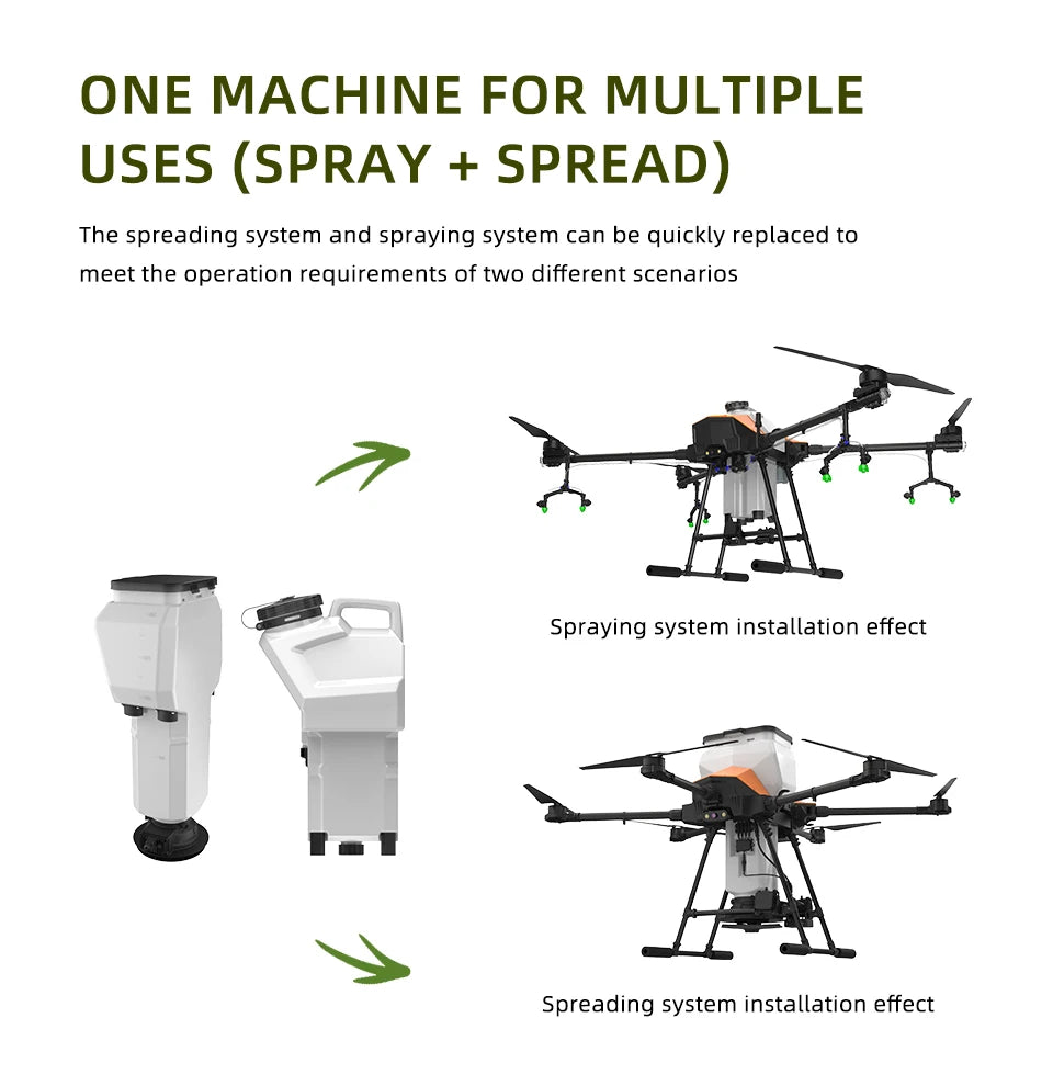 EFT G620 20L Agriculture Drone, ONE MACHINE FOR MULTIPLE USES (SPRAY SPREAD