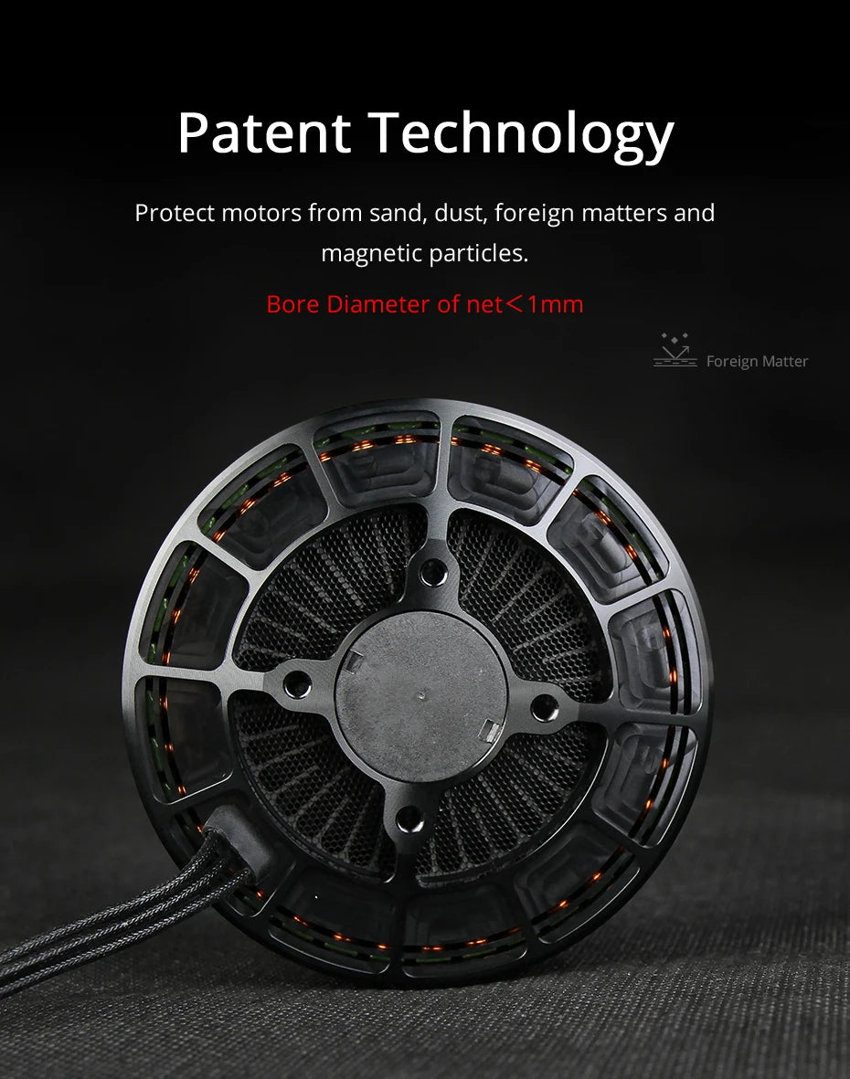 T-motor, Patent Technology Protect motors from sand; dust; foreign matters and magnetic particles .