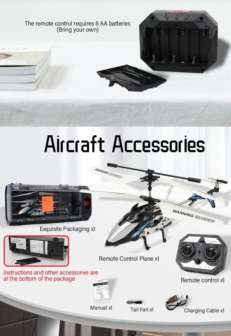 LD-Model Rc Helicopter, the remote control requires 6 AA batteries (Bring your own) Aircraft Accessories Da Rac
