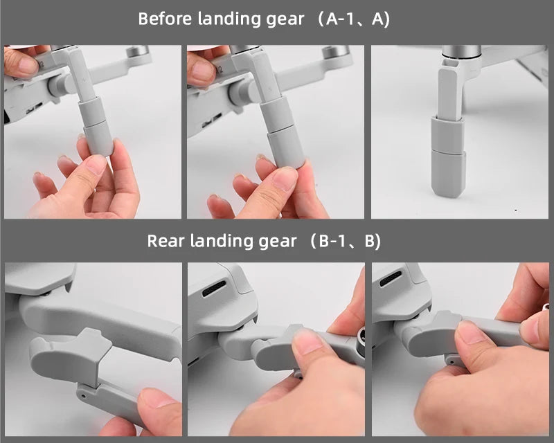 Foldable Heightening Landing Gear, before landing gear (A-1, A) Rear landing (B-1, B)