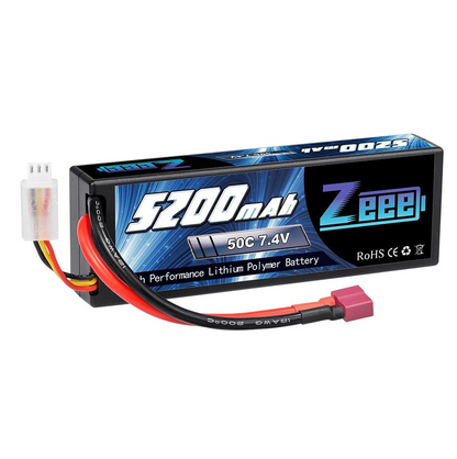 Zeee Batería Lipo RC de 5200 mAh - Batería RC de 7,4 V 50 C 2S con enchufe Deans para RC Evader Barco Coche Camión Truggy Buggy Tanque Helicóptero FPV Drone Batería