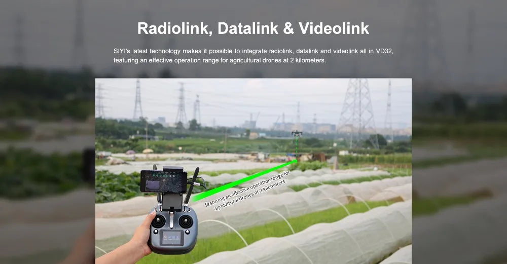 SIYI VD32 remote control, SIYIs latest technology makes it possible to integrate radiolink, datalink and videolink