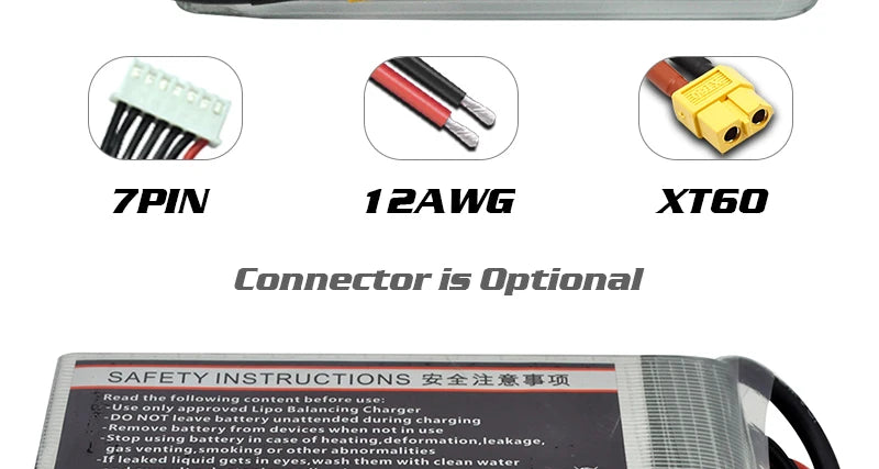 2PCS HRB 6S 22.2V Lipo Battery, ZPIN 1ZAWG XT6O Connector i5 Optional SA