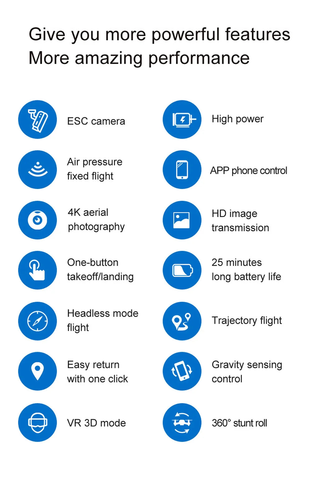New Remote Control Drone, esc camera high power air pressure app phone control fixed flight 4k