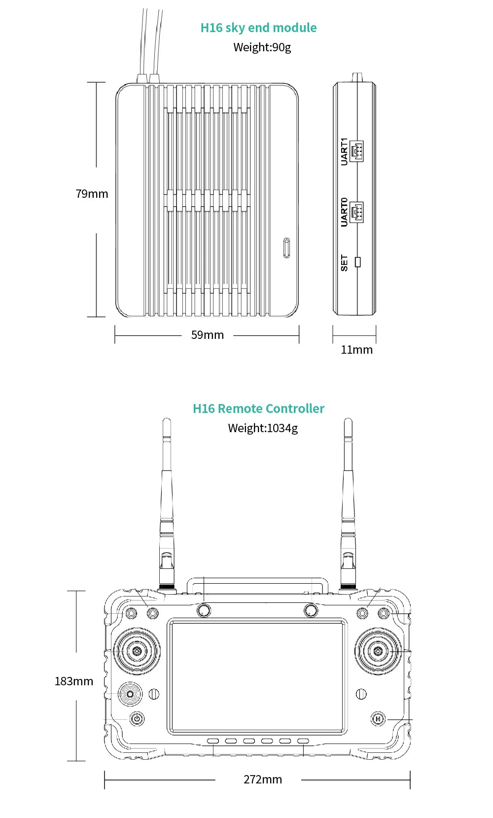 CUAV Black H16 HD 10km Video Transmission Telemetry, CUAV Black H16 HD 10km