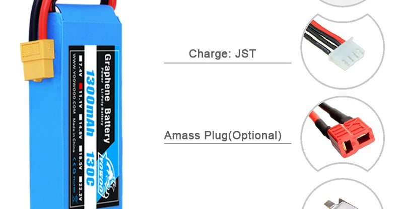 2PCS Yowoo Graphene 2S 3S 4S 6S Lipo Battery, don't overcharge more than 4.2V and dont over discharge below 3.7V