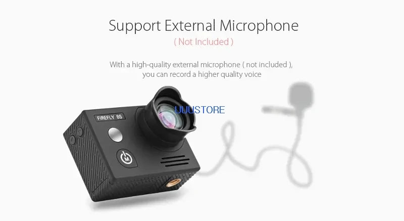 Hawkeye Firefly 8S Action Camera, Support External Microphone (Not Included) You can record higher quality voice NUUUSTORE