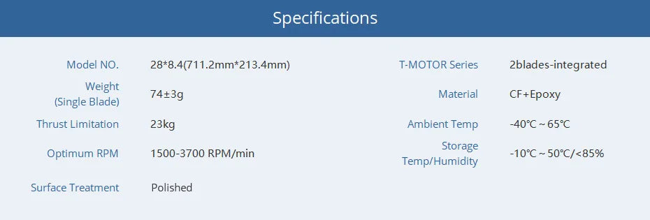 T-MOTOR Series Zblades-integrated Weight 74+3g Material