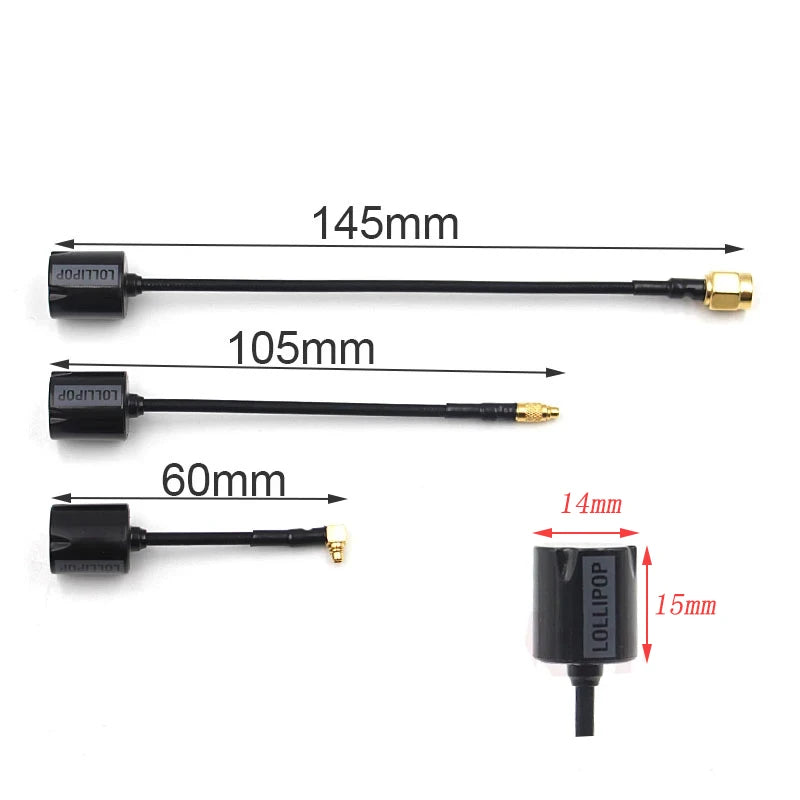 Micro Lollipop 5.8G RHCP Image Transmission Antenna 65/105/145MM SMA / RP-SMA / MMCX / UFL For RC FPV Racing Drones DIY Part 23 Micro Lollipop 5.8G RHCP Image Transmission Antenna SPECIF
