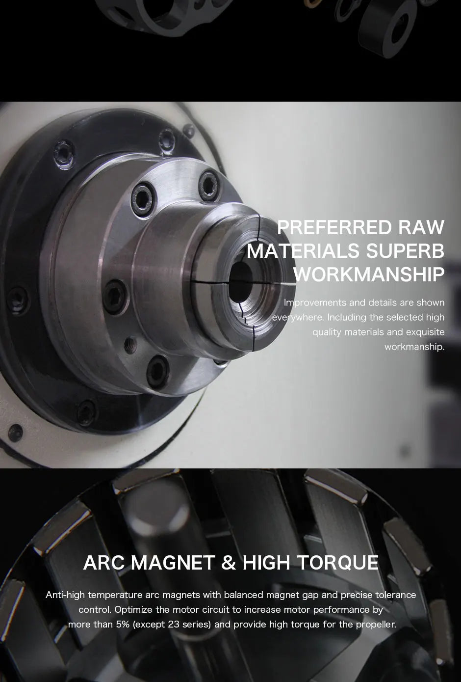T-MOTOR, ARC MAGNET & HIGH TORQUE Anti-high temperature arc magnets