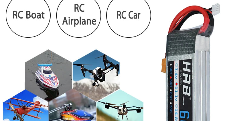 2PCS HRB Battery, AKKU Charged Rechargeable Powerful Li-Polymer Accessories Continuous Rate