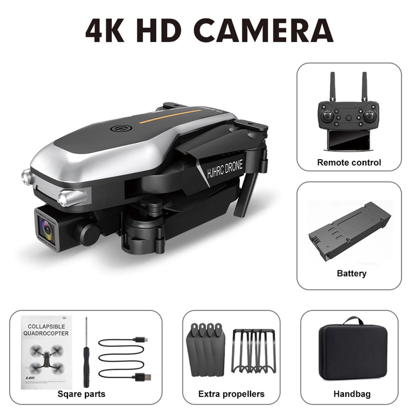 HJ95 Drone, 4k hd camera remote control battery collapsible