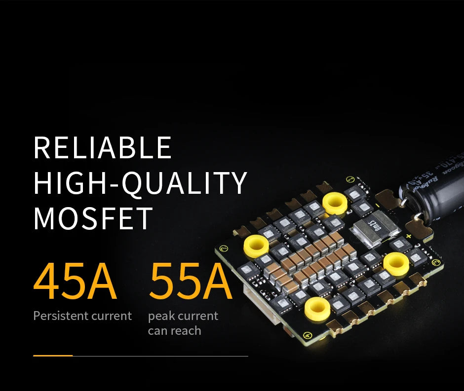 T-motor MINI F45A 6S 4 IN1 32 BIT 3-6S ESC, C7 HIGH-QUALITY MOSFET 45A 55A Persistent current