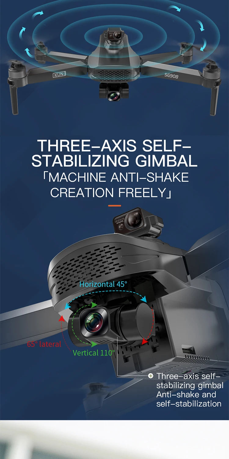 ZLL SG908 Pro - GPS Drone, three-axis self_ stabilizing gimbal t