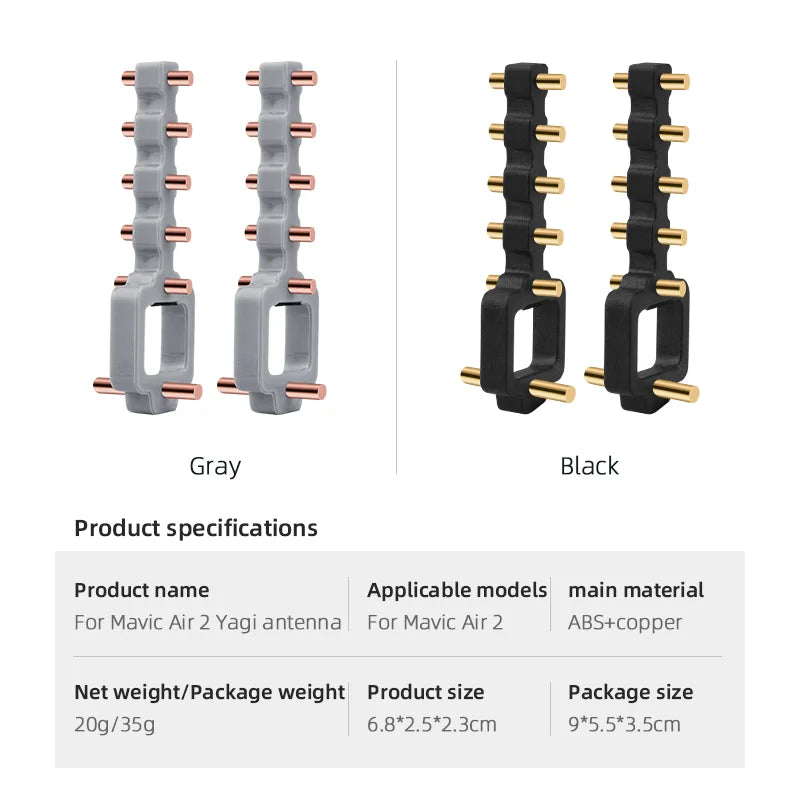 Yagi Antenna Signal Booster Strengthen for DJI Mavic 3/Air 2/2S Mini 2 Drone Remote Controller Signal Range Extender Accessory 11 Yagi Antenna, Gray Black Product specifications Product name Applicable models main material For Mavic Air 2 Y