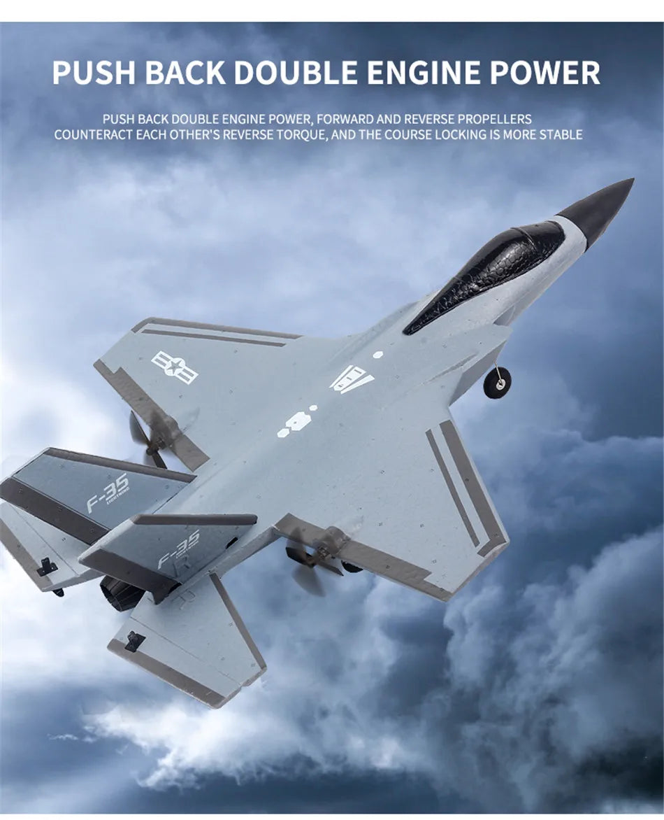 NEW Rc Plane F35 F22 Fighter, PUSH BACK DOUBLE ENGINE POWER, FORWARD AND R