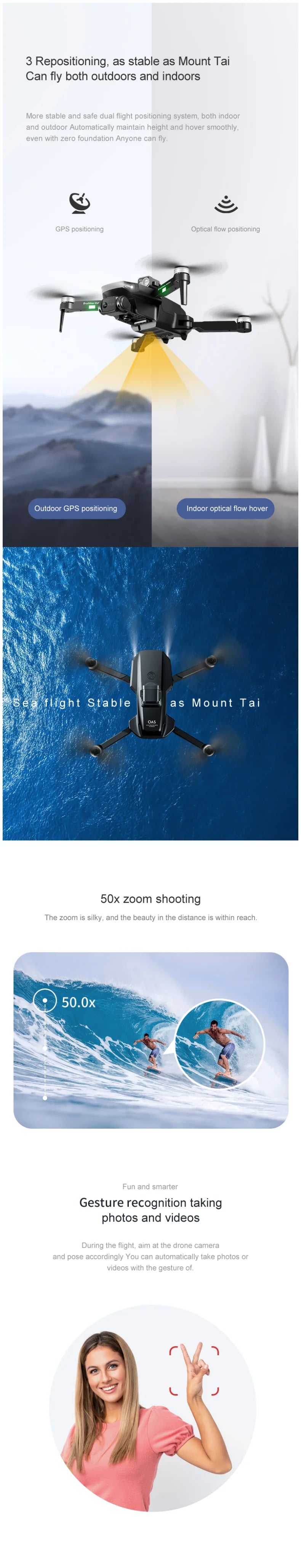GR101 Drone, mount tai can fly both outdoors and indoors more stable