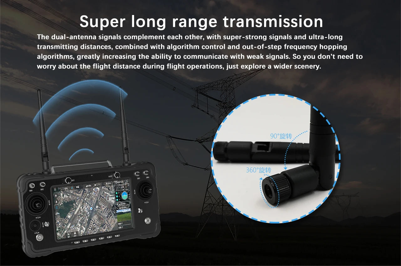 CUAV Black H16 HD 10km Video Transmission Telemetry, super long range transmission The dual-antenna signals complement each other, with super-