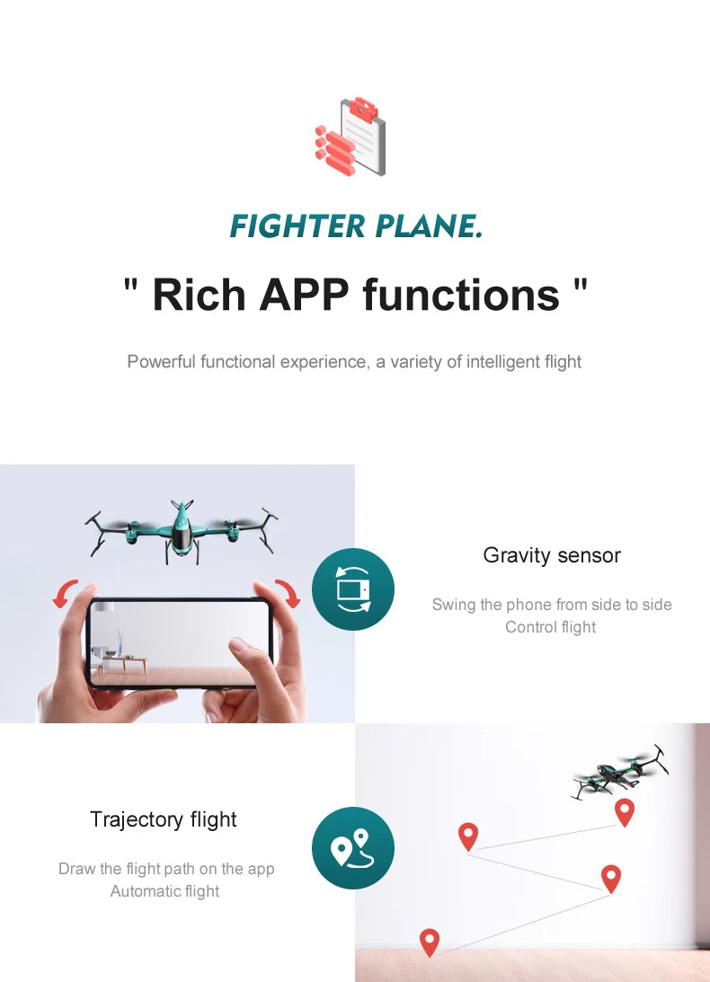 4DRC V10 Mini Drone, rich APP functions Powerful functional experience, a variety of intelligent flight Gravity sensor Sw
