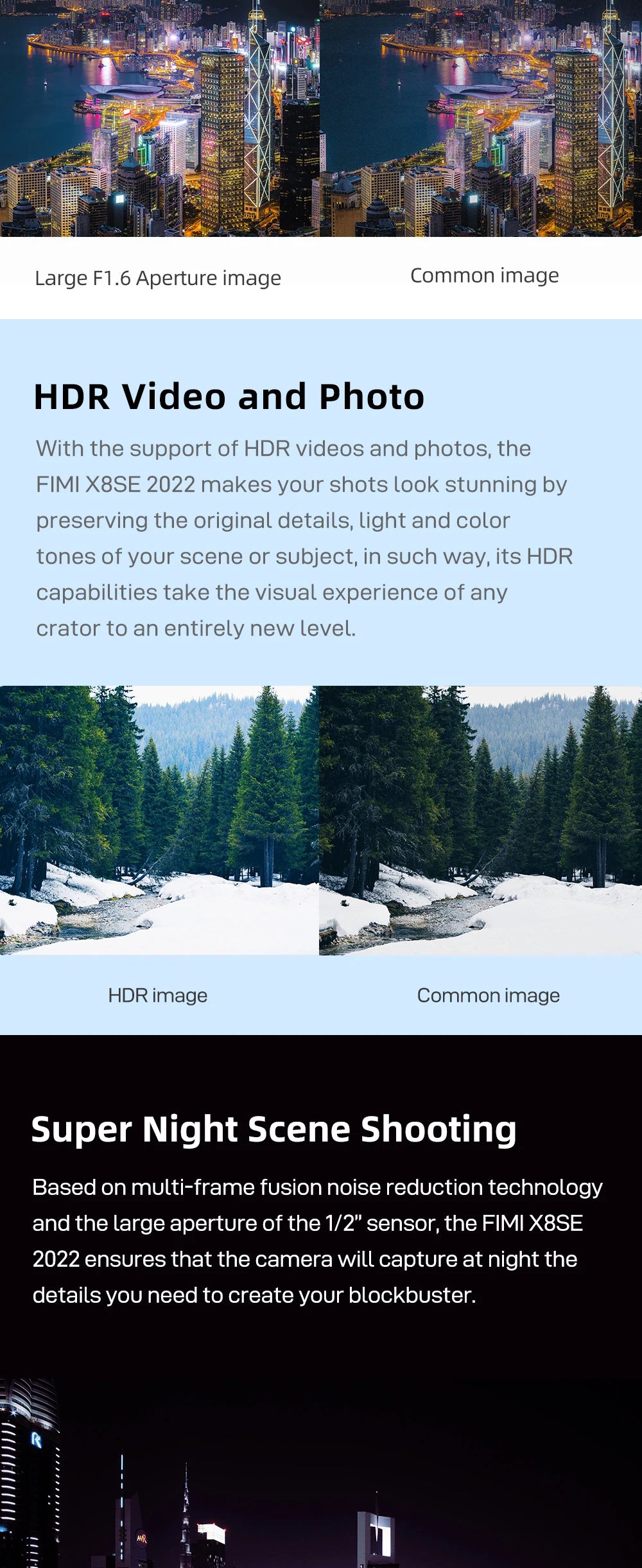 FIMI X8se 2022 V2 4K HD Camera Drone, the FIMI X8SE 2022 makes your shots look stunning by preserving the