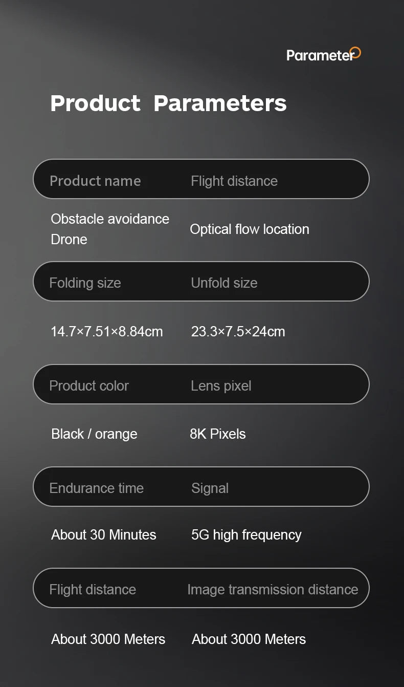S21 Drone, parameter product parameters product name flight distance obstacle avoidance optical flow location drone