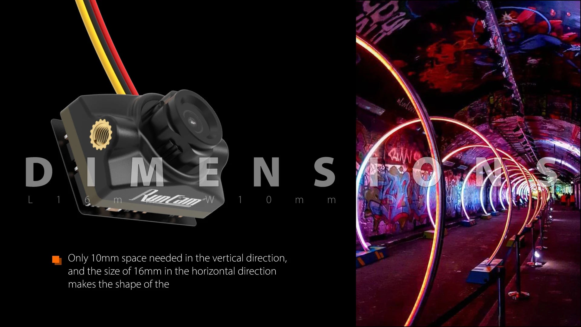 RunCam ATOM-W Analog Camera - 1/3" 800TVL 16mm*10mm CMOS FPV Camera for New Frame 9 RunCam ATOM-W Analog Camera, Illumination 0.01Lux@1.2F D-WDR Auto Day/Night