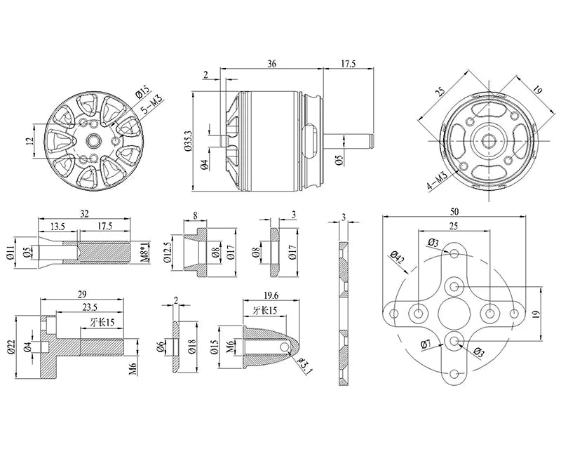 FLASHHOBBY D3536EVO 3536 (2814) 910KV 1000KV 1250KV 1450kv RC Brushless Motor for UAV Aircraft Multicopters RC Plane Helicopter 9 Skyquist D3536EVO 3536 (2814) Model Number : 9