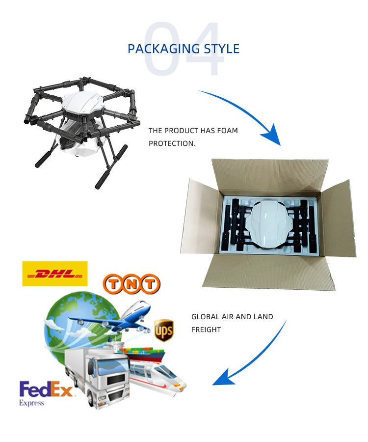 EFT E616P 16L Agriculture Drone, PACKAGING STYLE THE PRODUCT HAS FOAM PROTECTION:
